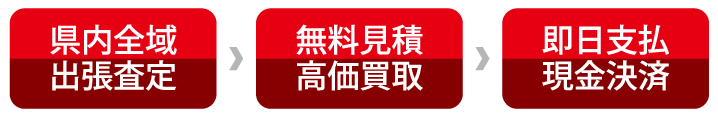 県内全域・出張査定　無料見積・高価買取　即日支払・現金決済